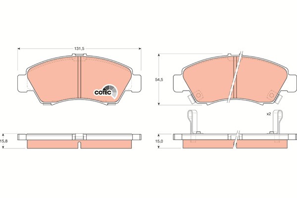 Bromsbeläggsats, Framaxel Trw Cotec GDB1164 TRW