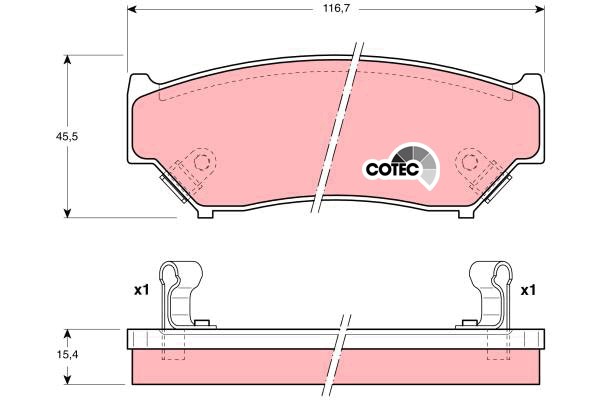 Bromsbeläggsats, Framaxel Trw Cotec GDB1174 TRW