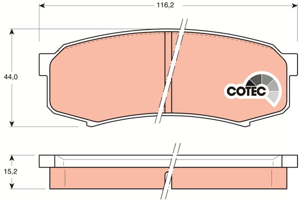 Bromsbeläggsats, Bakaxel Trw Cotec GDB1182 TRW
