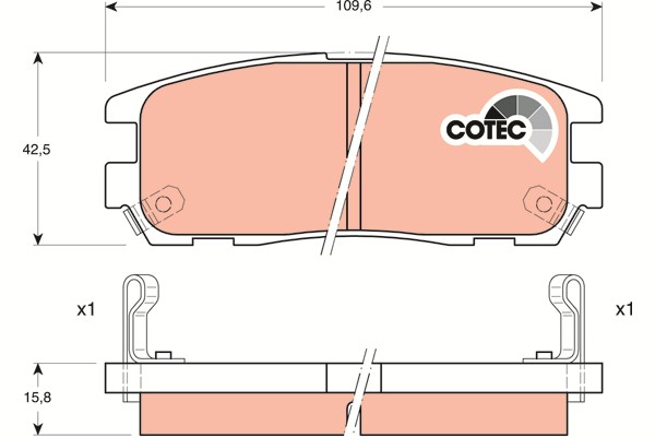 Bromsbeläggsats, Bakaxel Trw Cotec GDB1187 TRW
