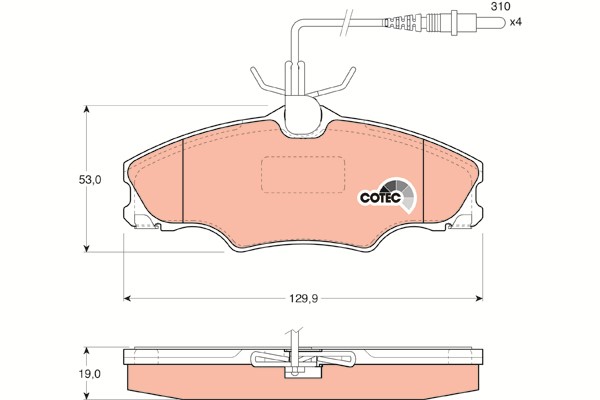 Bromsbeläggsats, Framaxel Trw Cotec GDB1193 TRW