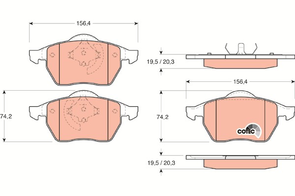 Bromsbeläggsats, Framaxel Trw Cotec GDB1200 TRW