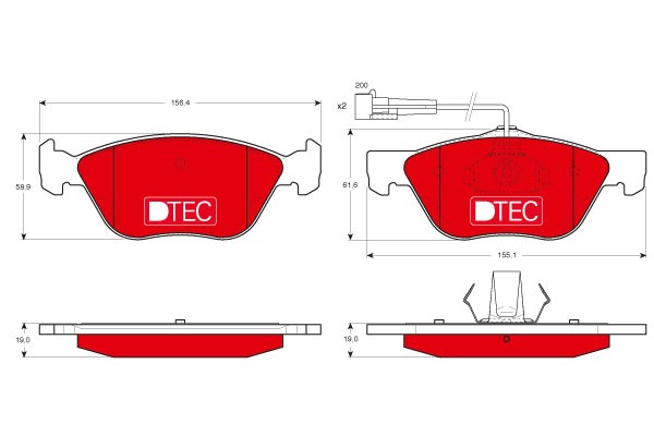 Bromsbeläggsats, Framaxel Trw Dtec cotec GDB1212DTE TRW
