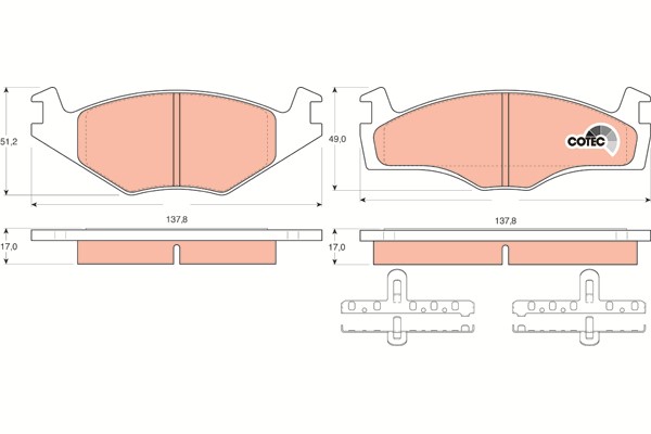 Bromsbeläggsats, Framaxel Trw Cotec GDB1219 TRW