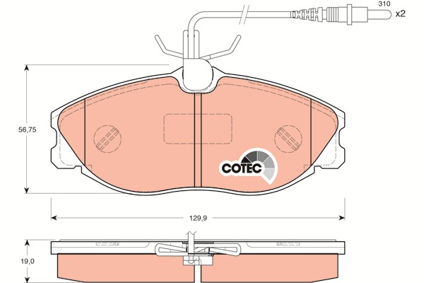 Bromsbeläggsats, Framaxel Trw Cotec GDB1259 TRW