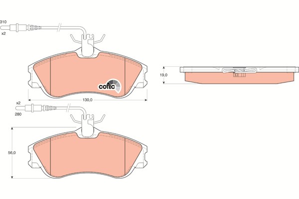 Bromsbeläggsats Solid, Framaxel Trw Cotec GDB1260 TRW