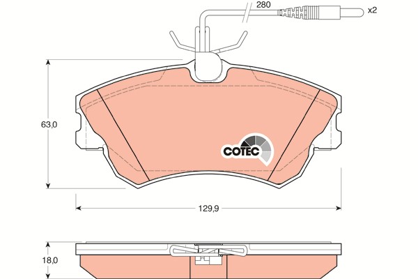 Bromsbeläggsats, Framaxel Trw Cotec GDB1270 TRW