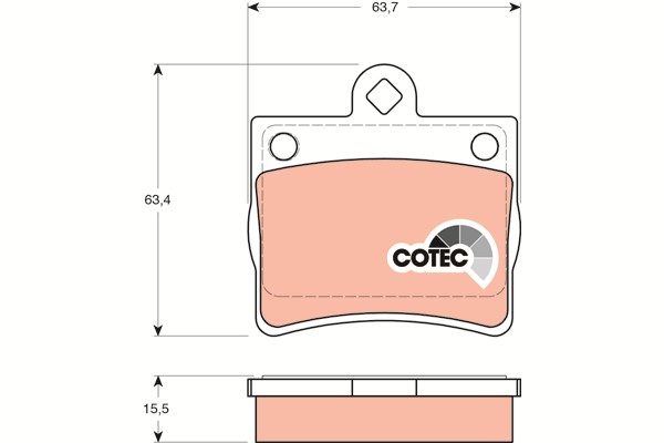 Bromsbeläggsats, Bakaxel Trw Cotec GDB1283 TRW