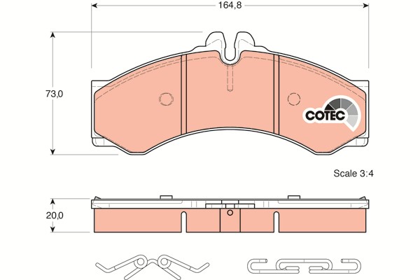Bromsbeläggsats, Framaxel, Bakaxel Trw Cotec GDB1288 TRW