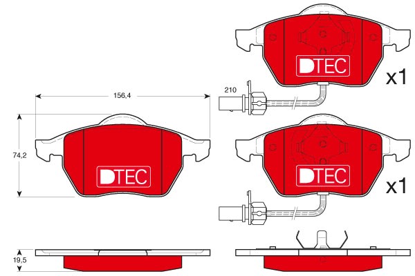 Bromsbeläggsats, Framaxel Trw Dtec cotec GDB1307DTE TRW
