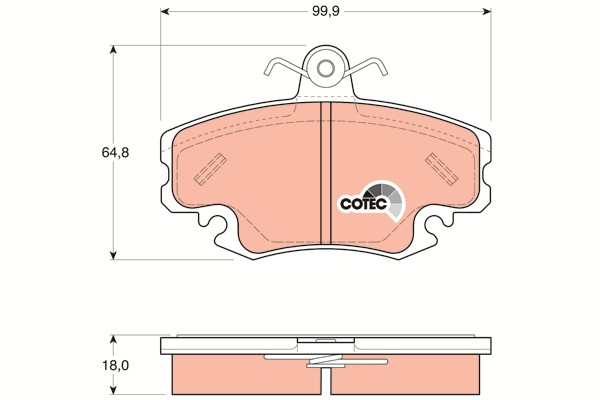 Bromsbeläggsats, Framaxel Trw Cotec GDB1332 TRW