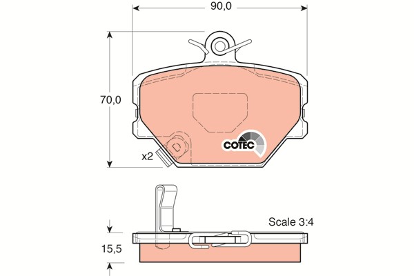 Bromsbeläggsats, Framaxel Trw Cotec GDB1365 TRW