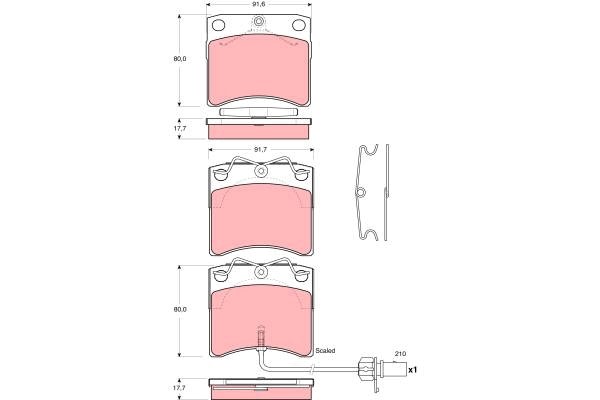 Bromsbeläggsats, Framaxel Trw GDB1368 TRW