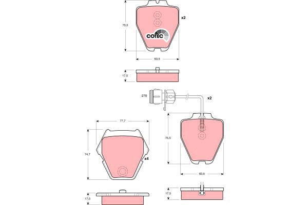 Bromsbeläggsats, Framaxel Trw Cotec GDB1371 TRW