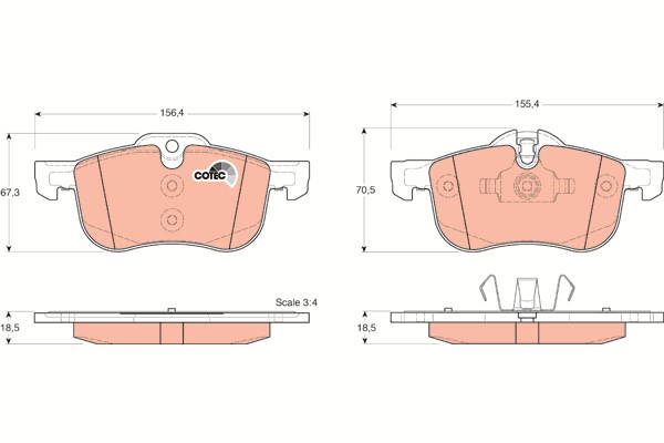Bromsbeläggsats, Framaxel Trw Cotec GDB1374 TRW