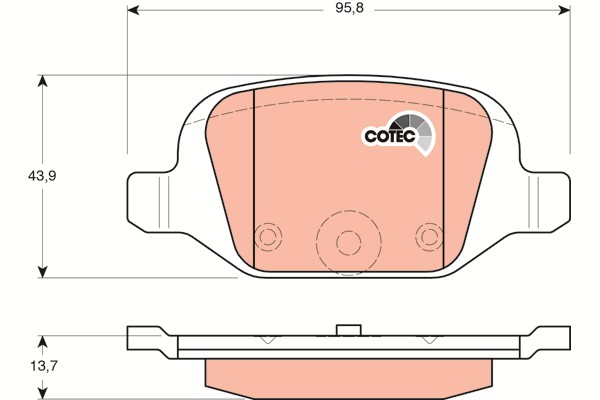 Bromsbeläggsats, Bakaxel Trw Cotec GDB1384 TRW