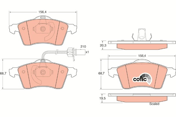 Bromsbeläggsats, Framaxel Trw Cotec GDB1391 TRW