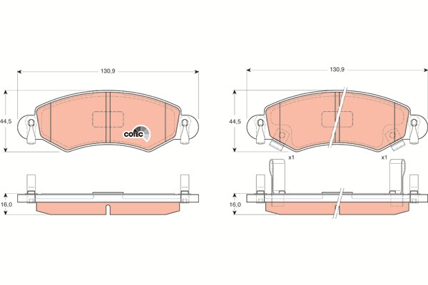 Bromsbeläggsats, Framaxel Trw Cotec GDB1420 TRW