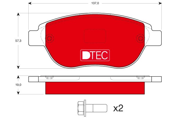 Bromsbeläggsats Ventilerad, Framaxel Trw Dtec cotec GDB1464DTE TRW