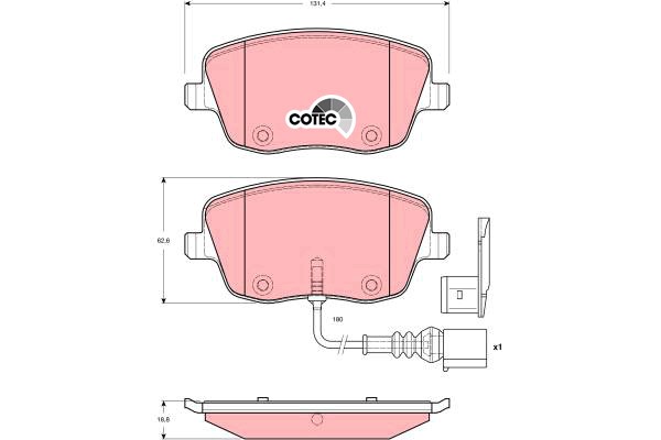 Bromsbeläggsats, Framaxel Trw Cotec GDB1472 TRW
