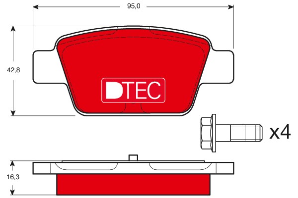 Bromsbeläggsats, Bakaxel Trw Dtec cotec GDB1485DTE TRW
