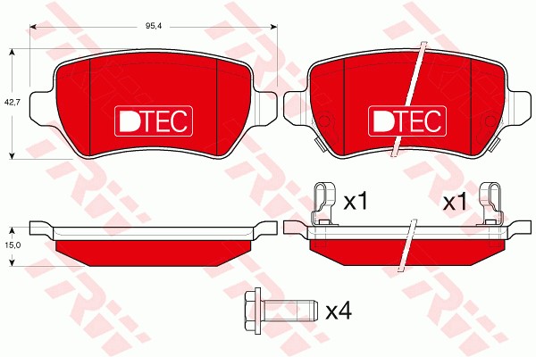 Bromsbeläggsats, Bakaxel Trw Dtec cotec GDB1515DTE TRW