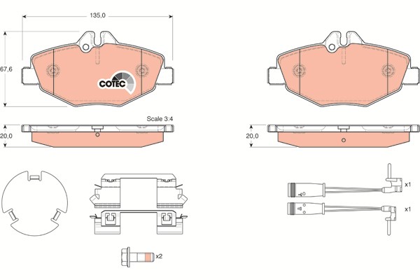 Bromsbeläggsats, Framaxel Trw Cotec GDB1542 TRW