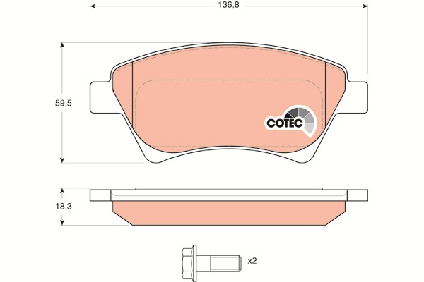Bromsbeläggsats, Framaxel Trw Cotec GDB1552 TRW