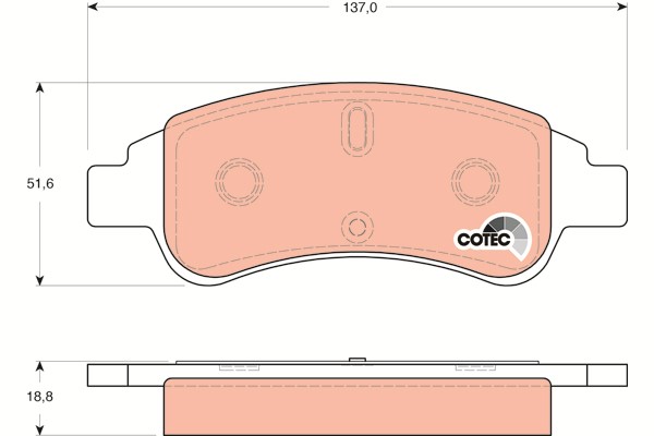Bromsbeläggsats Ventilerad, Framaxel Trw Cotec GDB1563 TRW