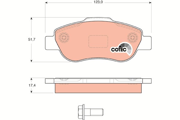 Bromsbeläggsats, Framaxel Trw Cotec GDB1589 TRW