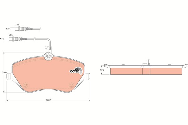 Bromsbeläggsats, Framaxel Trw Cotec GDB1595 TRW