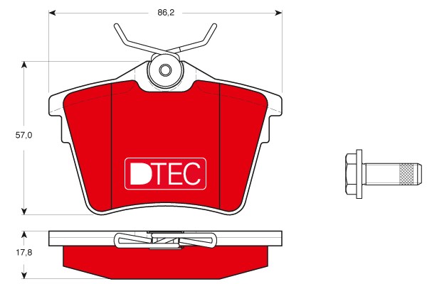 Bromsbeläggsats, Bakaxel Trw Dtec cotec GDB1596DTE TRW
