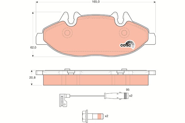 Bromsbeläggsats, Framaxel Trw Cotec GDB1600 TRW