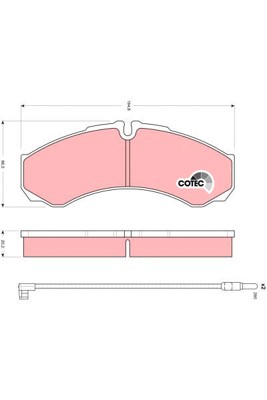 Bromsbeläggsats, Framaxel, Bakaxel Trw Cotec GDB1609 TRW