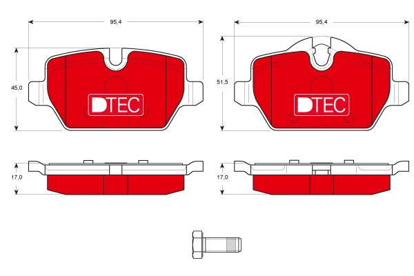 Bromsbeläggsats, Bakaxel Trw Dtec cotec GDB1612DTE TRW