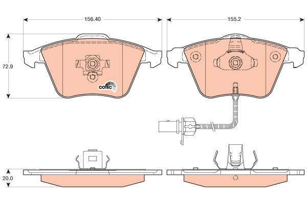 Bromsbeläggsats, Framaxel Trw Cotec GDB1617 TRW