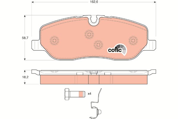 Bromsbeläggsats, Framaxel Trw Cotec GDB1631 TRW