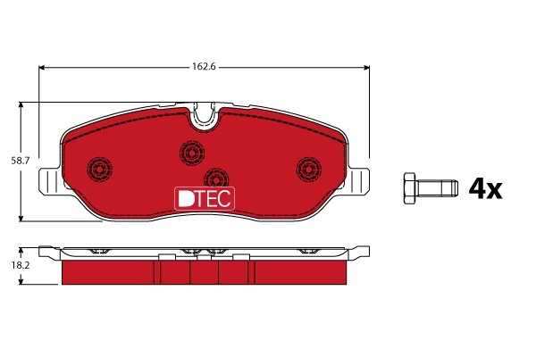 Bromsbeläggsats, Framaxel Trw Dtec cotec GDB1631DTE TRW