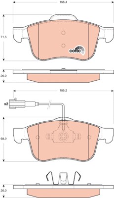 Bromsbeläggsats, Framaxel Trw Cotec GDB1647 TRW