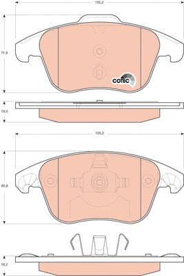 Bromsbeläggsats, Framaxel Trw Cotec GDB1691 TRW