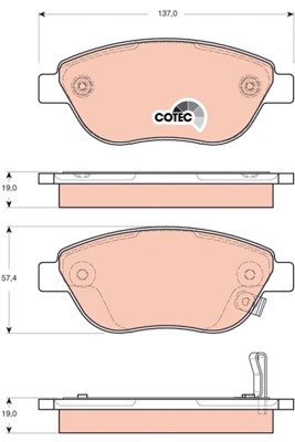 Bromsbeläggsats, Framaxel Trw Cotec GDB1701 TRW