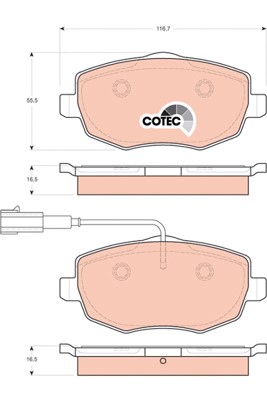 Bromsbeläggsats, Framaxel Trw Cotec GDB1706 TRW