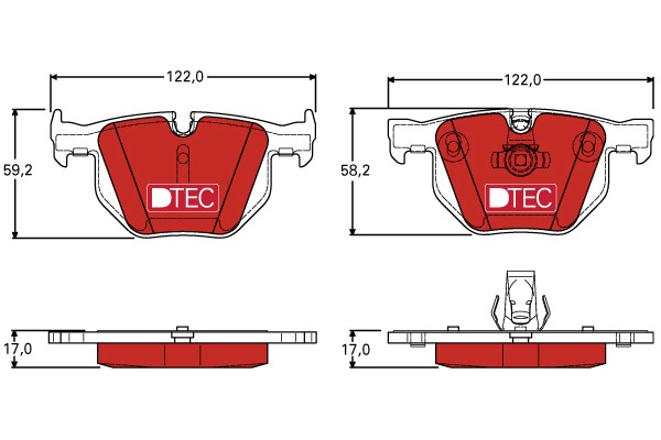 Bromsbeläggsats, Bakaxel Trw Dtec cotec GDB1727DTE TRW