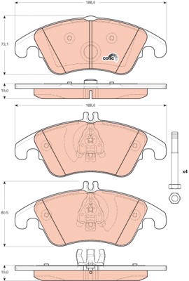Bromsbeläggsats, Framaxel Trw Cotec GDB1737 TRW