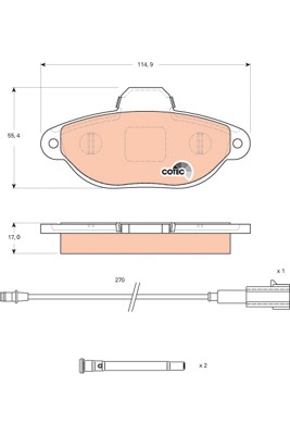 Bromsbeläggsats, Framaxel Trw Cotec GDB1745 TRW