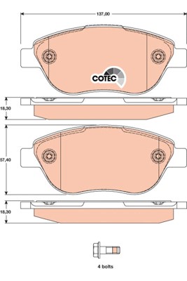 Bromsbeläggsats, Framaxel Trw Cotec GDB1750 TRW