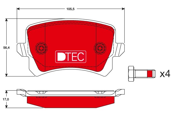Bromsbeläggsats, Bakaxel Trw Dtec cotec GDB1763DTE TRW