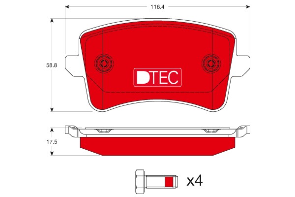 Bromsbeläggsats, Bakaxel Trw Dtec cotec GDB1765DTE TRW