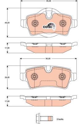 Bromsbeläggsats, Bakaxel Trw Cotec GDB1766 TRW