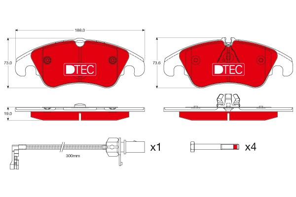 Bromsbeläggsats, Framaxel Trw Dtec cotec GDB1768DTE TRW